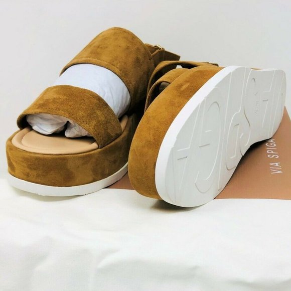 VIA SPIGA V-GABOUREY 2 Leather City Suede Tan Sandals Women's Shoes - Picture 3 of 3